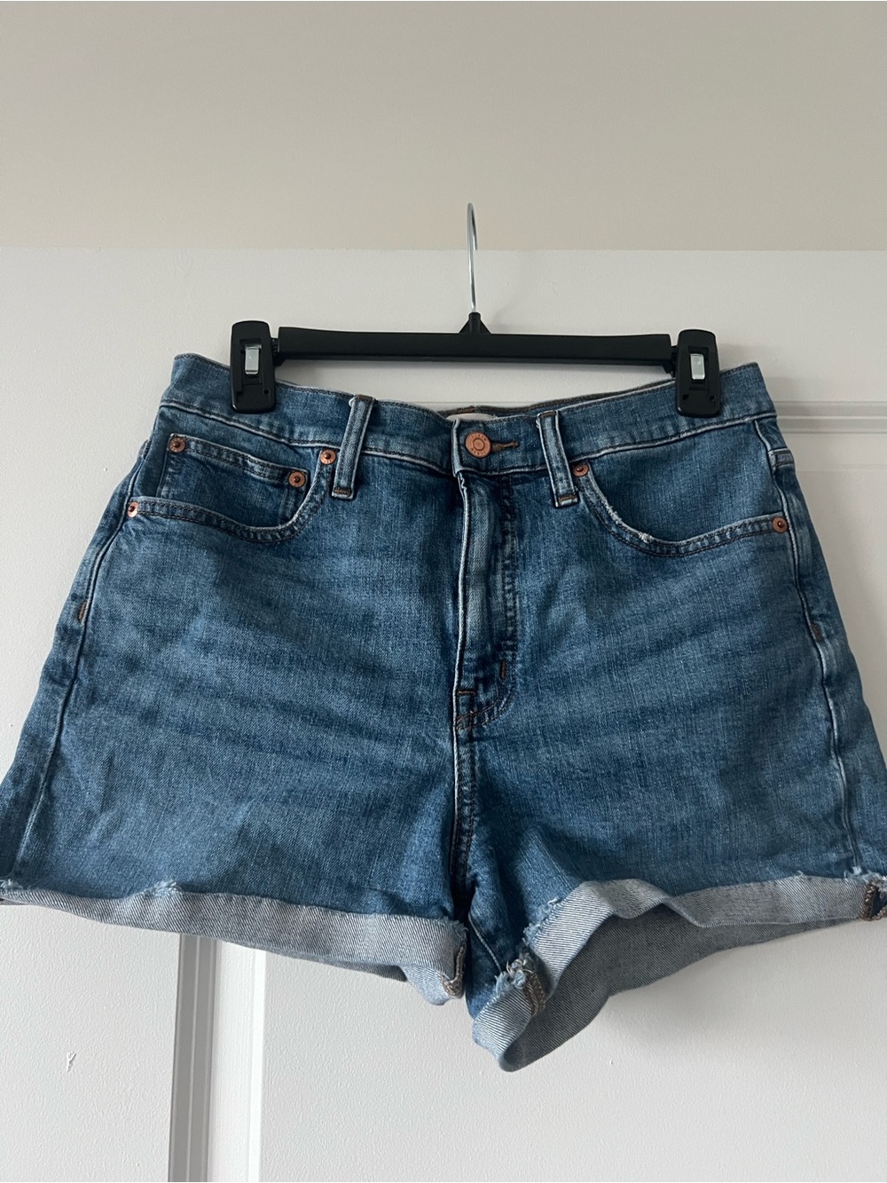 J. Crew Mid-Blue High-Rise Denim Cutoff Shorts